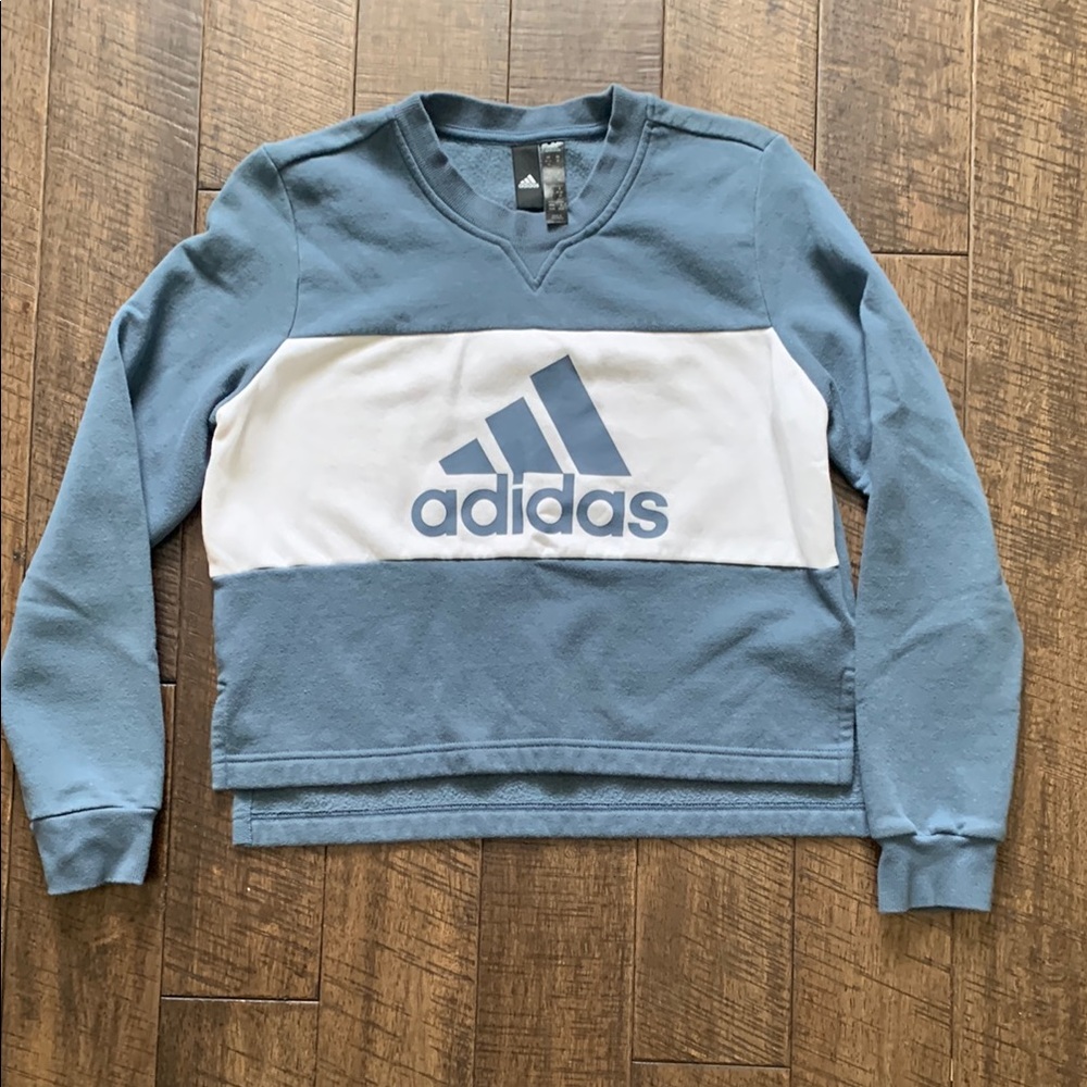 Adidas Women’s Blue and White Sweatshirt